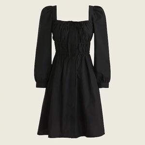 J. Crew Cinched-Waist Cotton Poplin Dress in Black Size 10